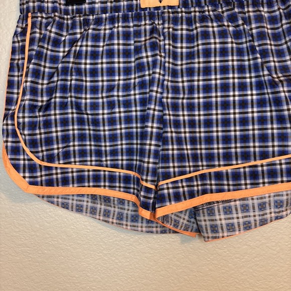 NWT Free People Varsity Blues Short Print Plaid Neon Clementine size M - Picture 4 of 11